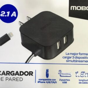 CARGADOR PARED MOBO 2USB IPHONE 2.1A