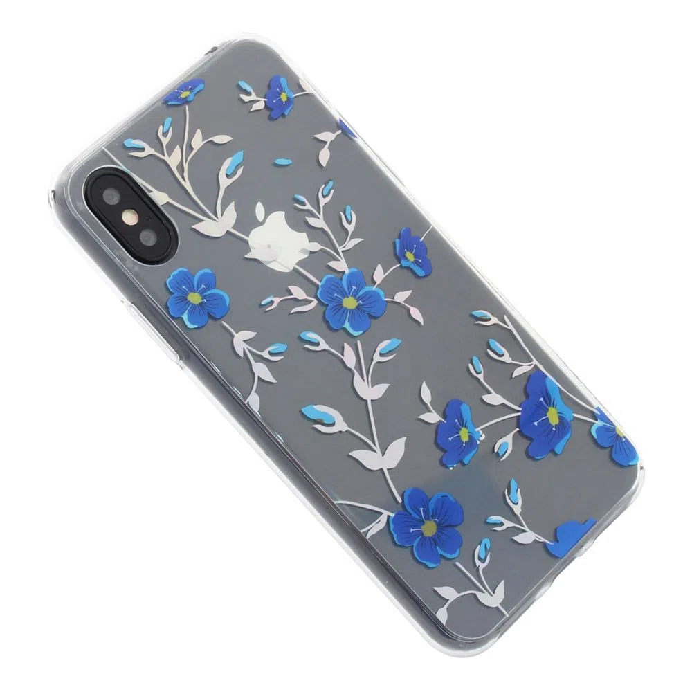 TPU MOBO IPHONE XS MAX FLORA TRANS/AZUL - Imagen 2
