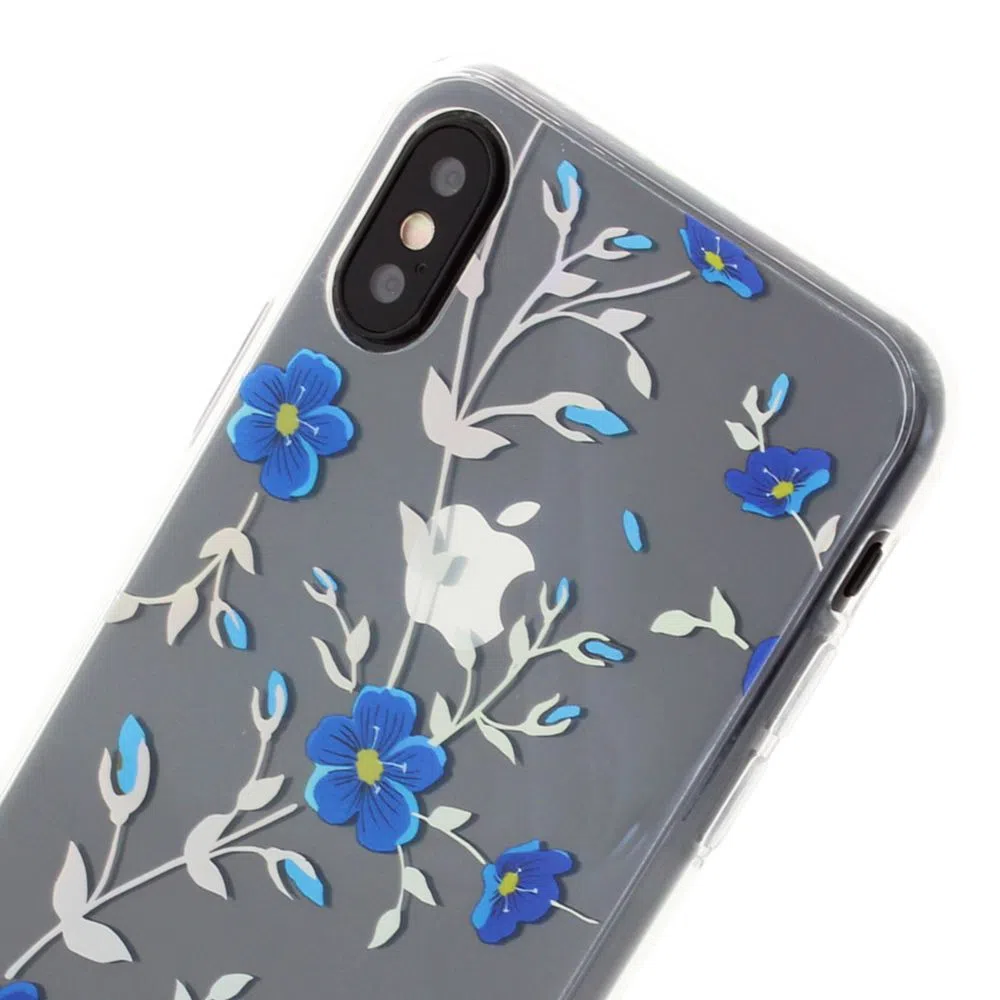 TPU MOBO IPHONE XS MAX FLORA TRANS/AZUL - Imagen 3
