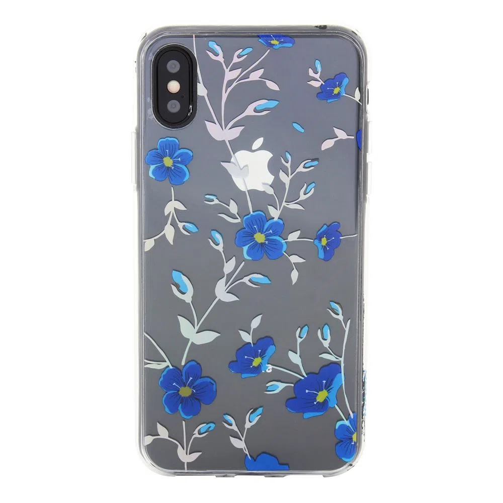 TPU MOBO IPHONE XS MAX FLORA TRANS/AZUL - Imagen 4