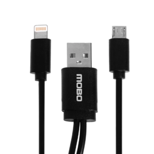 CABLE MOBO NEGRO 2EN1 IPHONE NEGRO