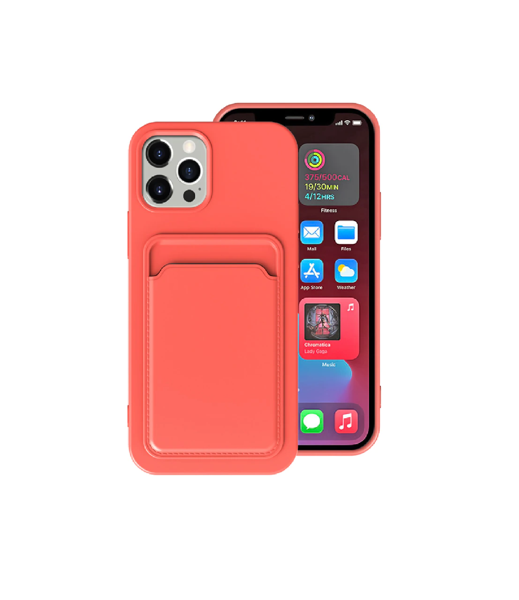 TPU IPHONE 12 PORTA TARJETA CORAL 6.1