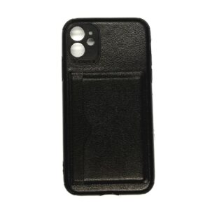 TPU IPHONE 11 PORTA TARJETA NEGRO CUERO