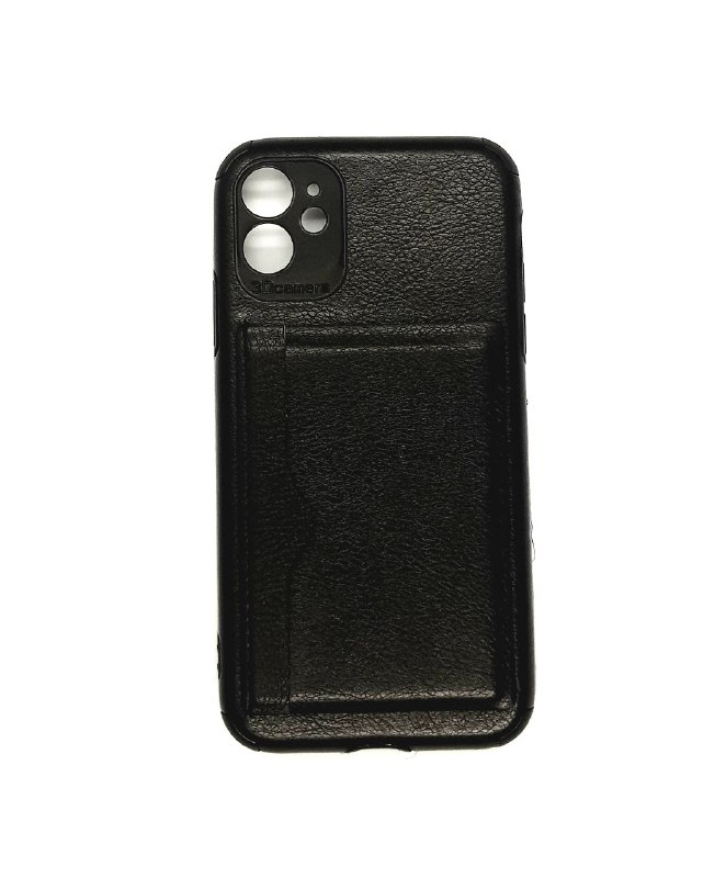 TPU IPHONE 11 PORTA TARJETA NEGRO CUERO
