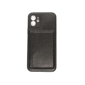 TPU IPHONE 12 PORTA TARJETA NEGRO CUERO