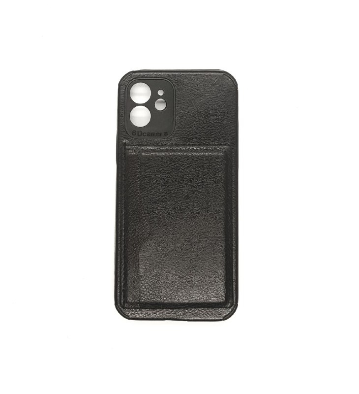 TPU IPHONE 12 PORTA TARJETA NEGRO CUERO