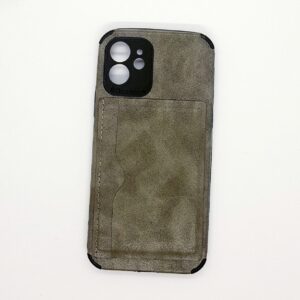 TPU IPHONE 12 PORTA TARJETA GRIS CUERO