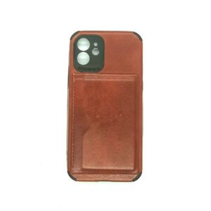 TPU IPHONE 12 PORTA TARJETA MARRON CUERO
