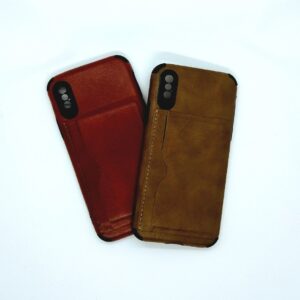 TPU IPHONE X PORTA TARJETA MARRON CUERO