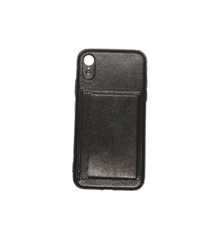 TPU IPHONE XR PORTA TARJETA NEGRO CUERO