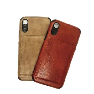 TPU IPHONE XR PORTA TARJETA MARRON CUERO