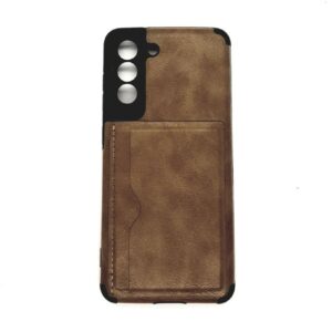 TPU S21 FE PORTA TARJETA MARRON CUERO