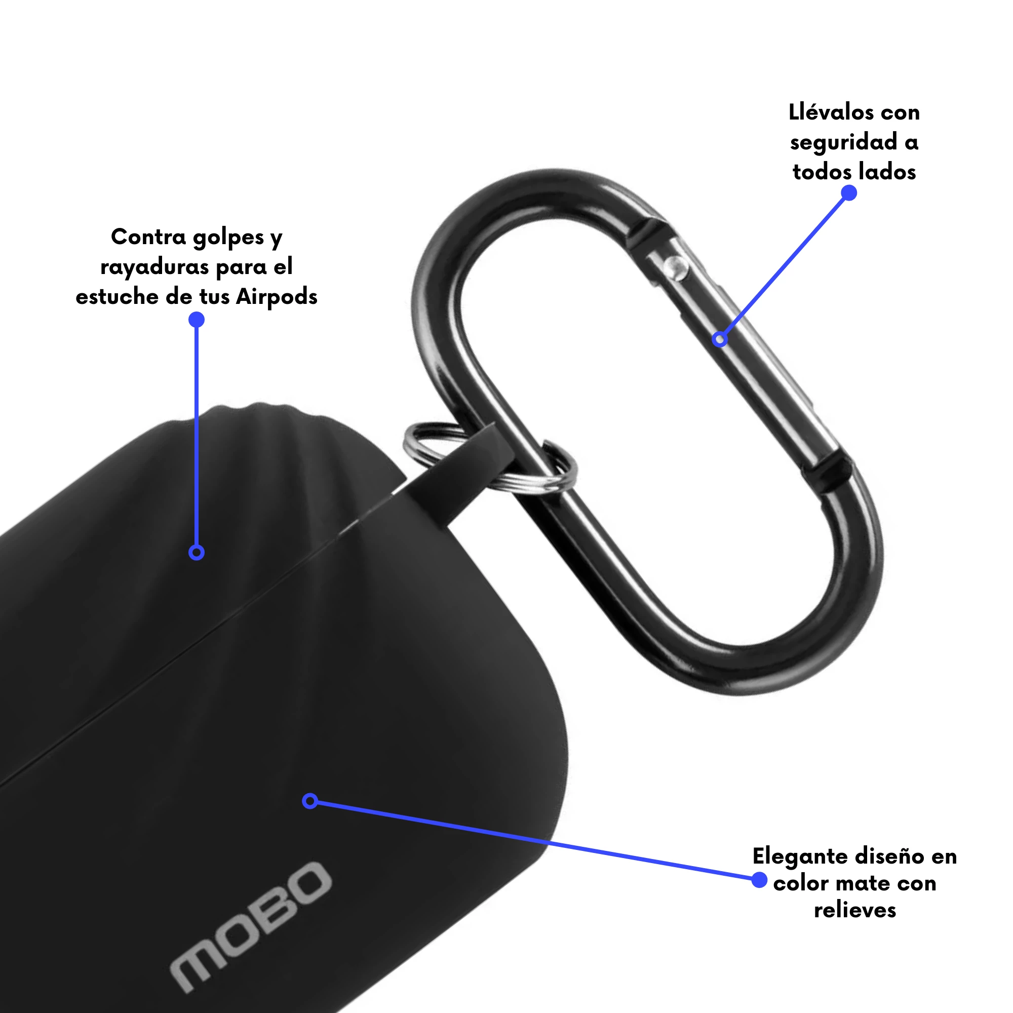 ESTUCHE MOBO AIRPODS PRO SHELL NEGRO - Imagen 2